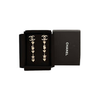 Chanel Pearl Charming CC Star Heart Drop Earrings